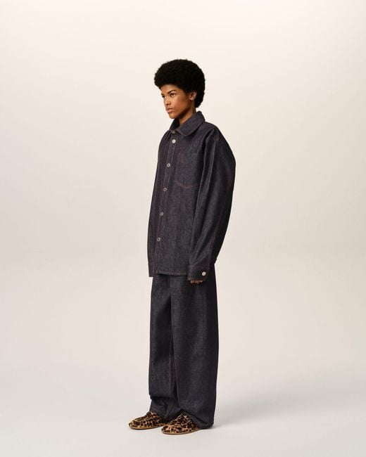AMI Blue Cotton Overshirt With Ami De Coeur