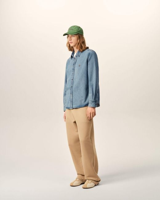 AMI Blue Denim Cotton Ami De Coeur Shirt