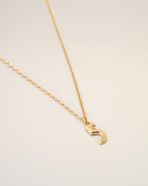 AMI Natural Brass Hammered "5" Pendant Necklace