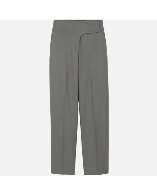 AMI Gray New Wool Wrapped Belted Trousers