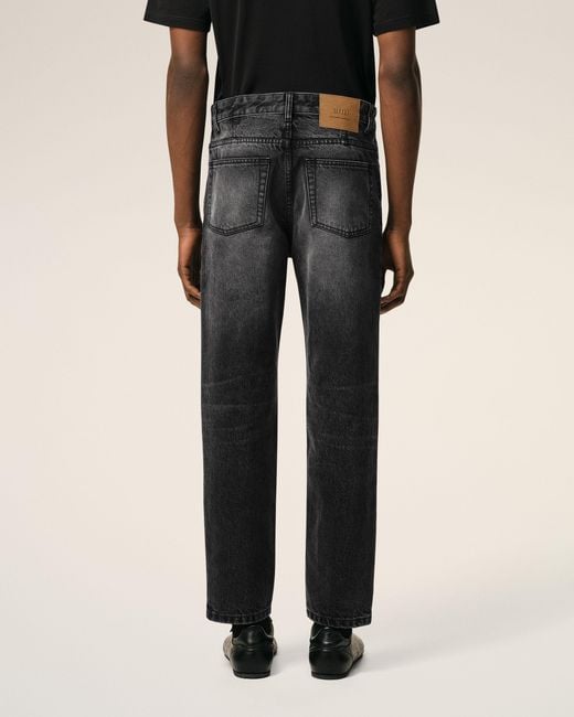 AMI Black Cotton Tapered Fit Jeans for men