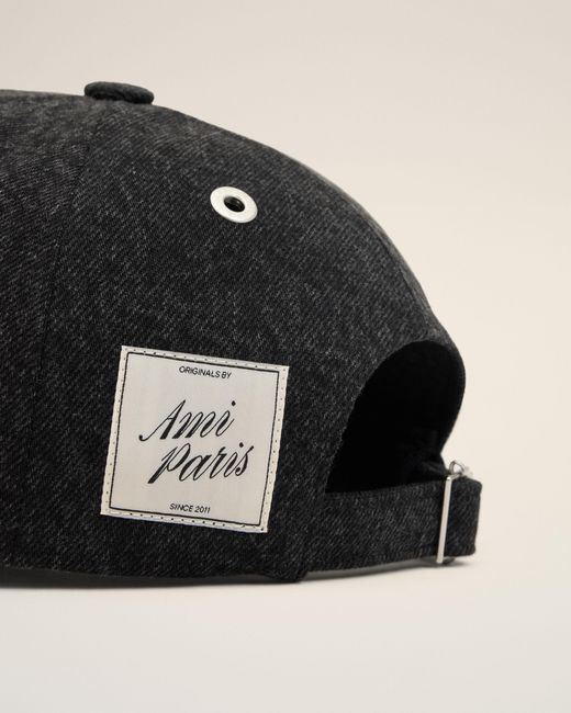 AMI Black Denim Side Patch Cap