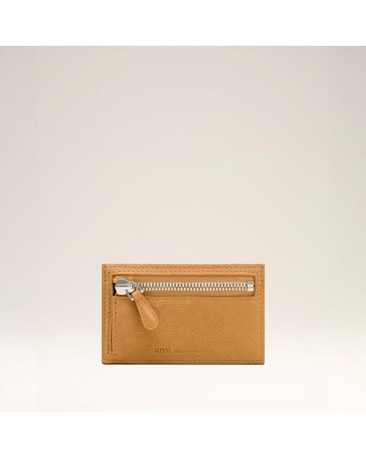 AMI Natural Cow Leather Carrousel Zipped Card Holder
