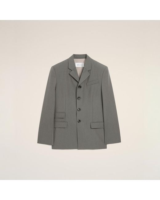 AMI Gray New Wool Single Breasted Straight Jacket for men