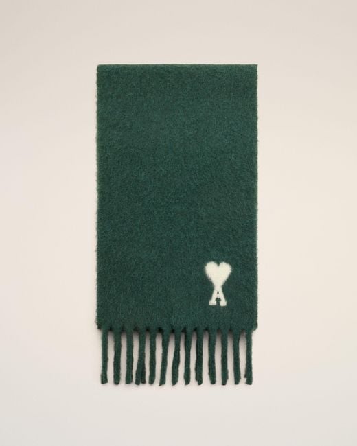 AMI Green Alpaca Scarf With Ami De Coeur