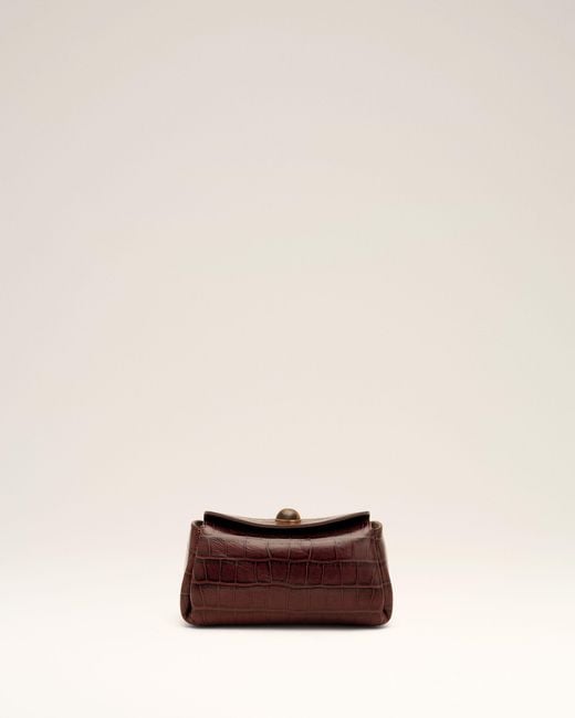 AMI Natural Mini Crocodile Embossed Cow Leather Carrousel Bag