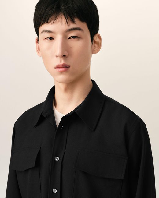 AMI Black Wool Shirt for men