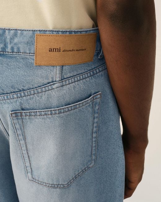 AMI Blue Baggy-Fit Cotton Jeans for men