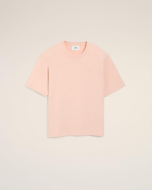 AMI Natural Ami De Coeur T-Shirt Mit Cosy-Fit Aus Rosafarbener Baumwolle Rosa