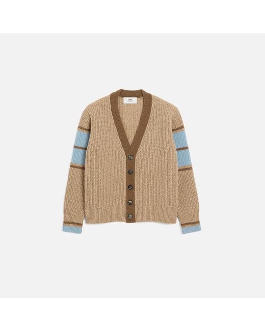 AMI Natural Wool College Cardigan for men