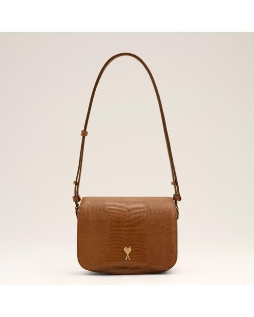 AMI Natural Lizard Embossed Cowhide Leather Paris Paris Bag