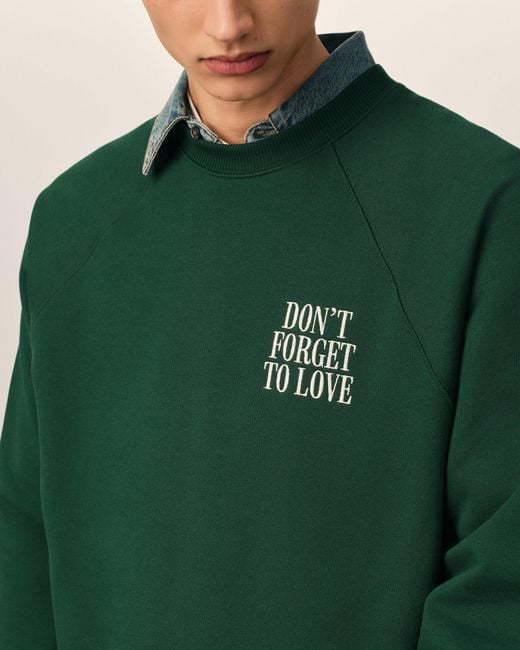 AMI Green Cotton "Don'T Forget To Love" Sweatshirt