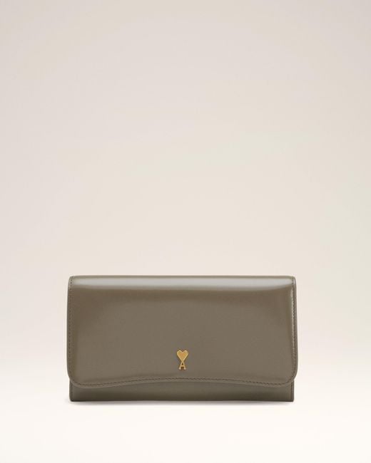 AMI Natural Glazed Leather Paris Paris Continental Wallet