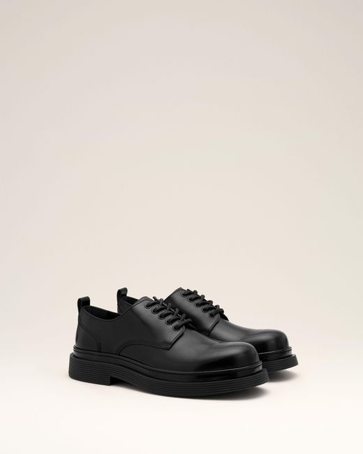 AMI Black Cow Leather Derbies Shoes for men