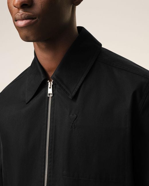 AMI Black Ami De Coeur Zipped Bomber Jacket for men
