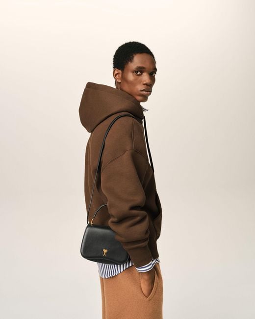 AMI Natural Cowhide Leather Paris Paris Top Handle Bag
