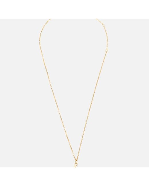 AMI Natural Brass Hammered "6" Pendant Necklace