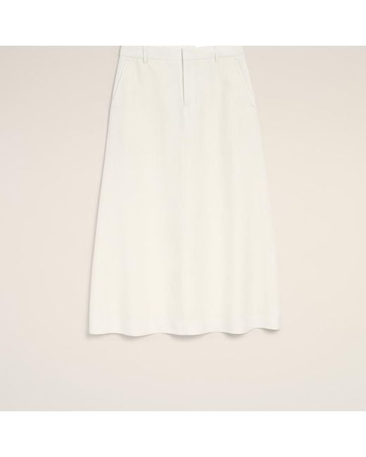 AMI Natural Blended Linen Tailor Construction Long Trapeze Skirt