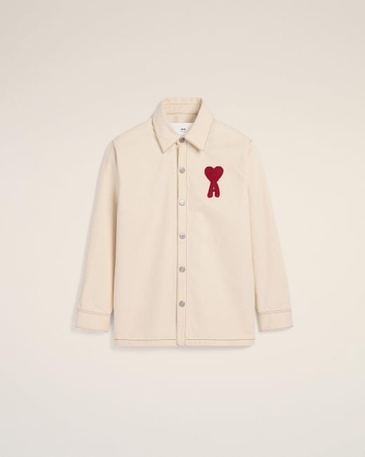 AMI Natural Cotton Ami De Coeur Overshirt for men