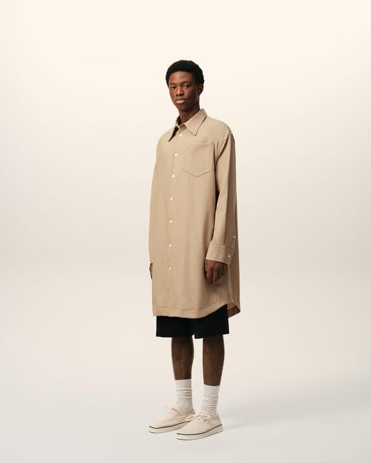 AMI Natural New Wool Ami De Coeur Wide Shirt Dress