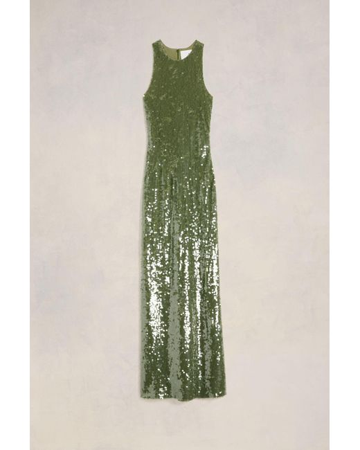 AMI Green Embroidered Long Dress