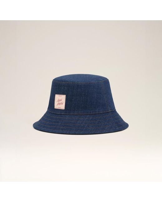 AMI Blue Denim Cotton Heritage Patch Hat