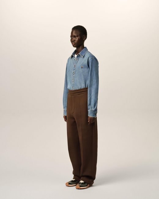 AMI Brown Cotton Track Pants With Embossed Ami De Coeur