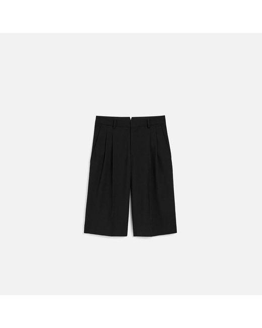 AMI Black New Wool High Waist Wide Bermuda Shorts