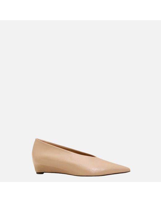 AMI Natural Lamb Leather Pointed Toe Wedge Pump