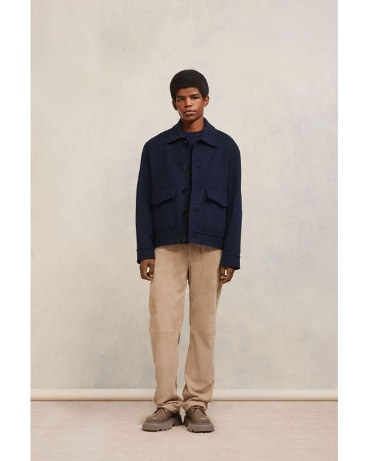 Ami Paris Boxy Fit Double Face Jacket in Blue for Men Lyst