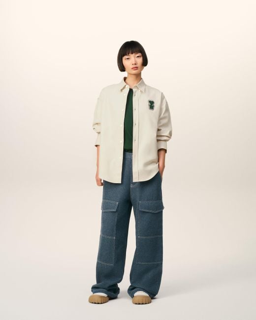 Chemise Blanche Coupe Boxy En Coton Avec Patch Ecru & Vert Fonce AMI en coloris Natural