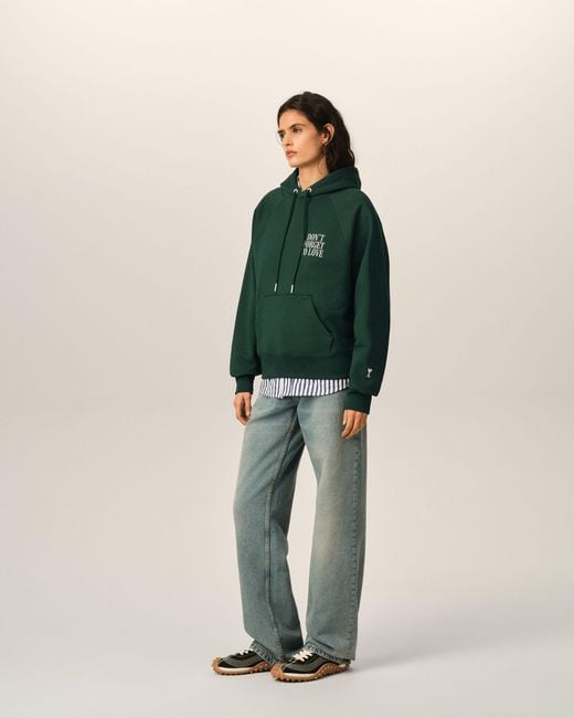 AMI Green Cotton "Don'T Forget To Love" Hoodie