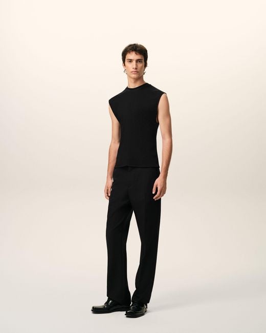 AMI Black Jersey Sleeveless Fitted Top