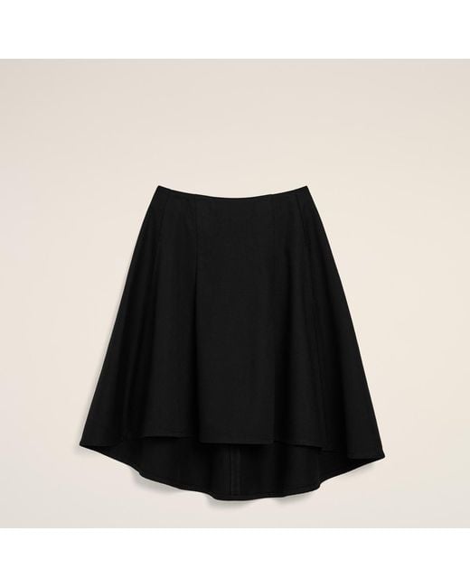 AMI Black Midi A-Line Cotton Skirt
