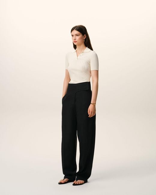 AMI Black New Wool Wrapped Belted Trousers