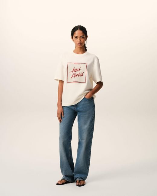 AMI Natural Cotton Heritage Print T-Shirt