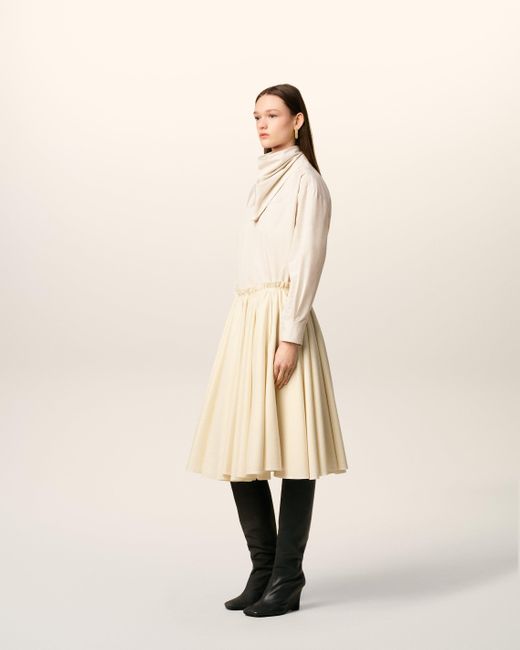 AMI Natural Wool Midi Corolla Skirt