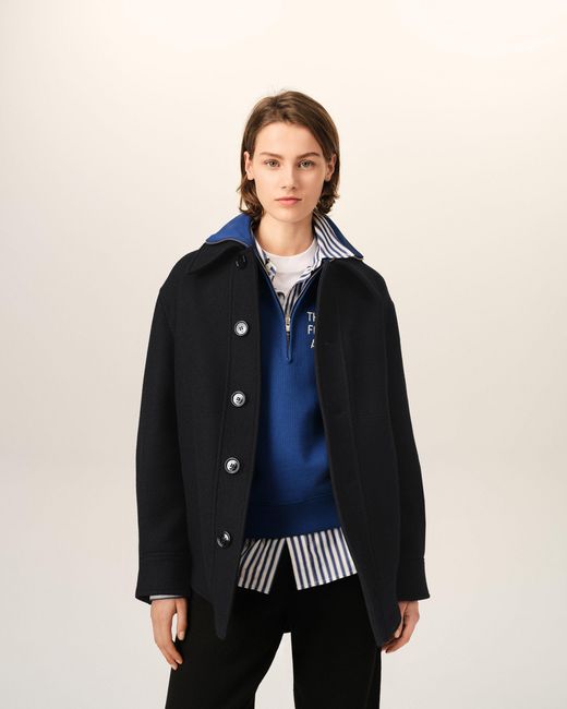 AMI Black Wool Button-Down Jacket