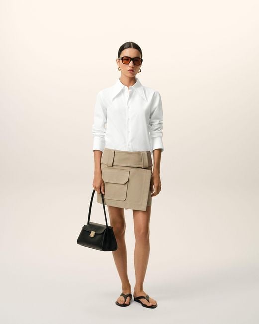 AMI Natural Blended Silk Sharp Collar Adjusted Shirt