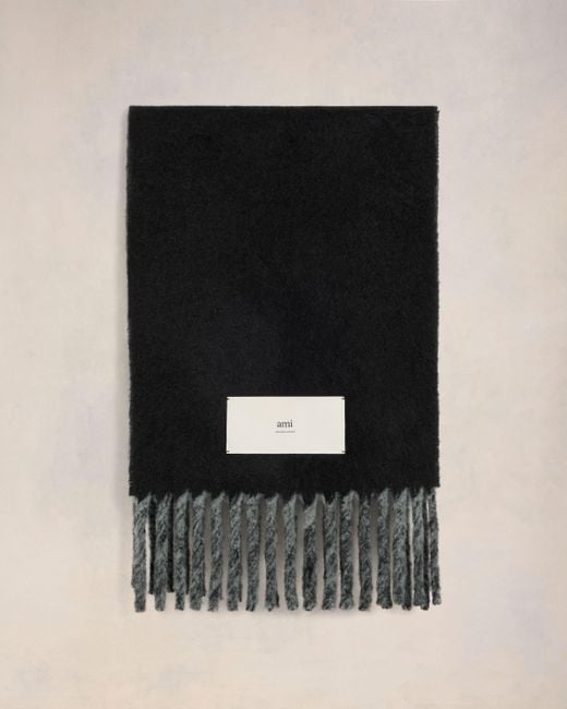 AMI Black Bicolor Double-Sided Scarf With Ami Alexandre Mattiussi Tab