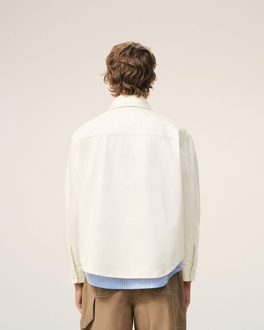 AMI Natural Cotton Knitted Ami De Coeur Overshirt