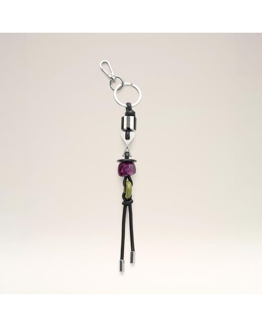 AMI Natural Leather And Metal Ami De Coeur Pearls Keyring
