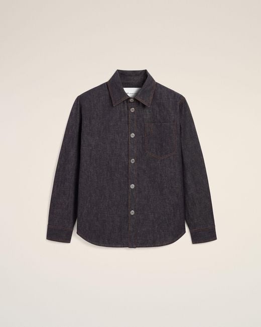 AMI Blue Cotton Overshirt With Ami De Coeur