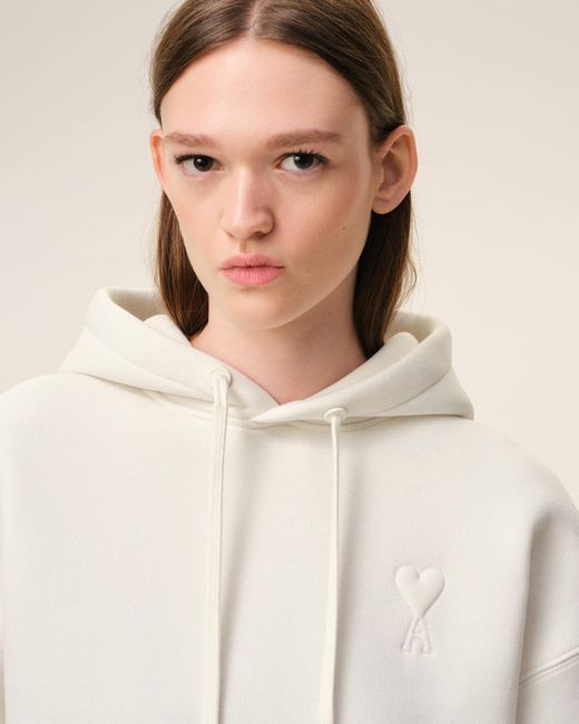 AMI Natural Cotton Embossed Ami De Coeur Hoodie