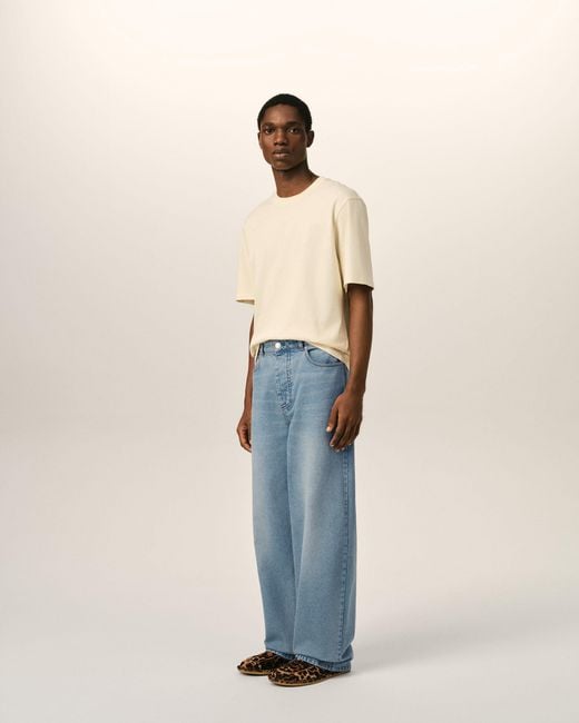 AMI Blue Baggy-Fit Cotton Jeans for men