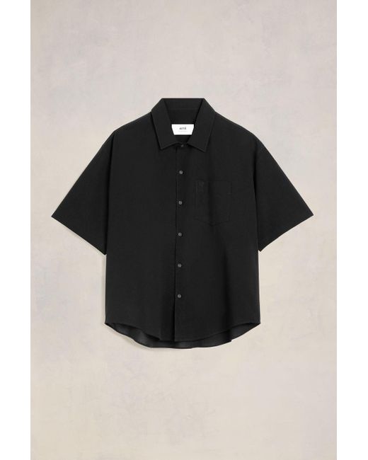 AMI Black Camp Collar Short Sleeve Shirt for men