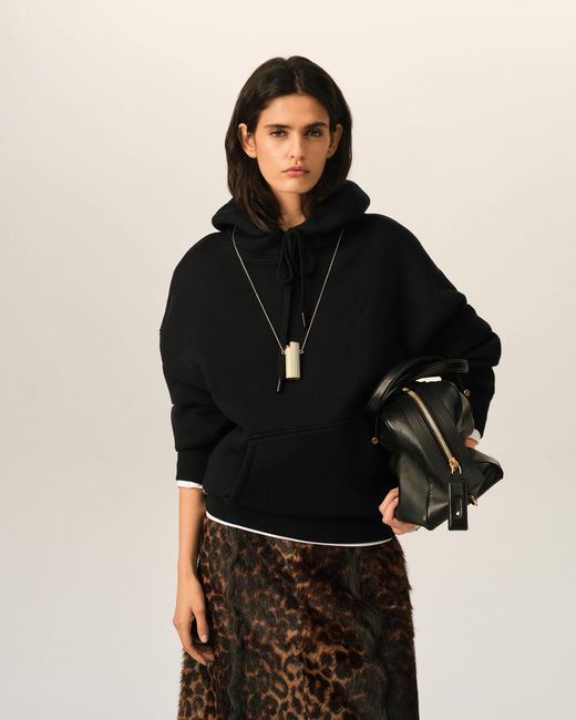 AMI Black Cotton Hoodie With Embossed Ami De Coeur