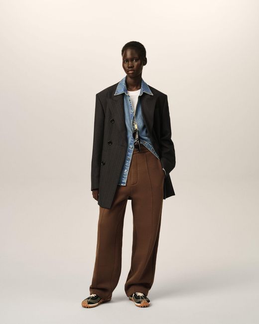 AMI Brown Cotton Track Pants With Embossed Ami De Coeur