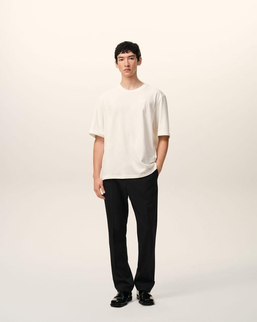 AMI Black Wool Elasticated Waist Trousers for men