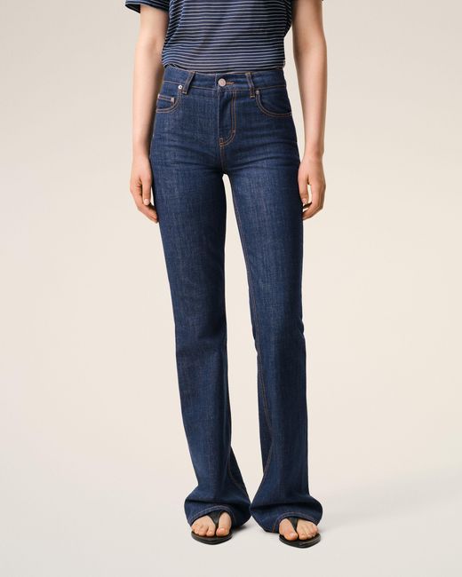 AMI Blue Cotton Bootcut Fit Jeans
